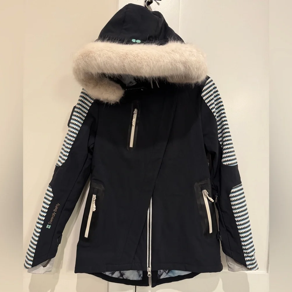 Sweaty Betty Method‎ Softshell Ski Jackett with Fur Trim Size XS EUC